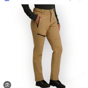 Roxy Khaki Fleece Lined Snow Pants, Adjustable & Lots Of Pockets Small